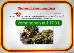 Terminverschiebung Weihnachstbaumsammlung